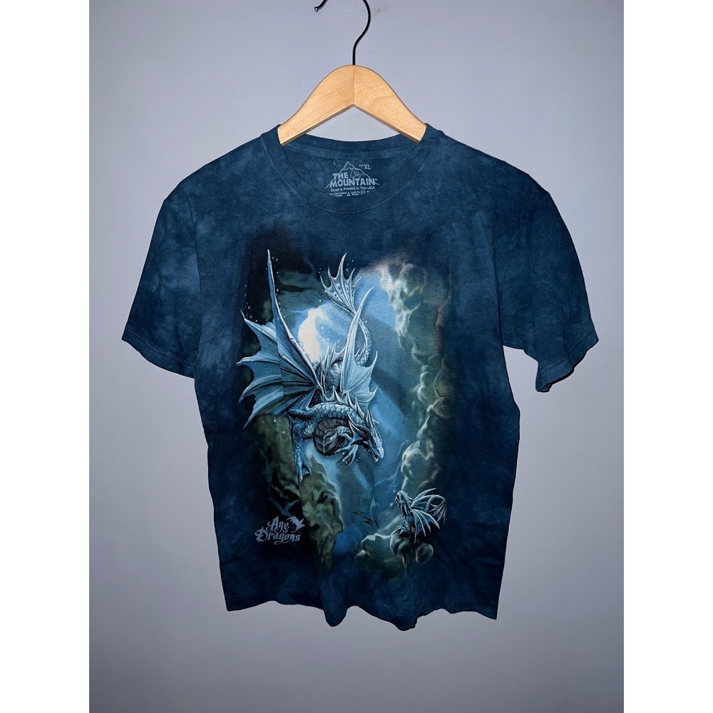 The Mountain Age of Dragons Ice Dragon Blue Tie Dye Graphic T-Shirt Kids XL